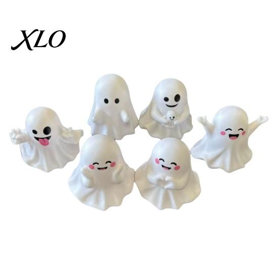 Compact Pen Holders for Desk 6Pcs Halloween Ghost Figurine, Cute Holder, Miniature Decor, Funny Decorative Stationery Organizers Pencil Stand