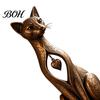 Cat Figurine Vintage Distressed Figurine, Rustic Animal Statue for Desk Shelf Home Artistic Desktop Decor, Handcrafted Retro Style Ornament,
