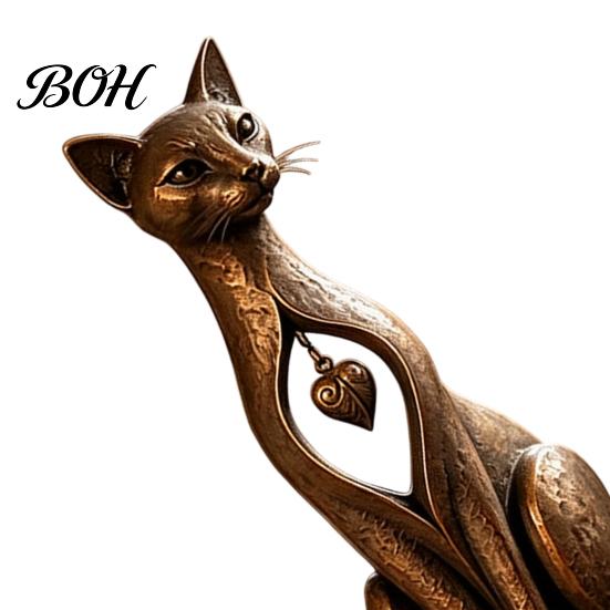 Cat Figurine Vintage Distressed Figurine, Rustic Animal Statue for Desk Shelf Home Artistic Desktop Decor, Handcrafted Retro Style Ornament,