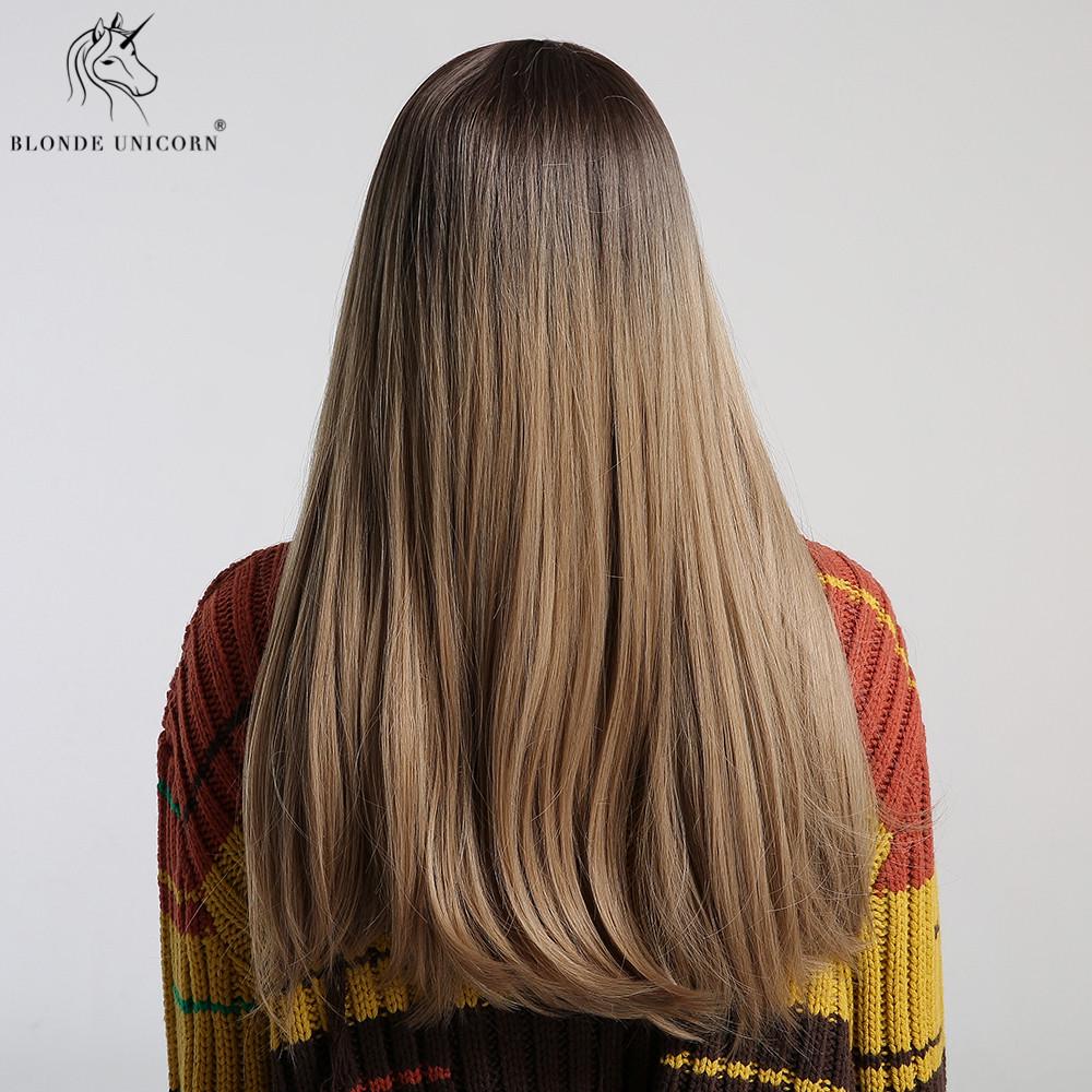 Длинный парик с челкой и омбре от бренда BLONDE UNICORN