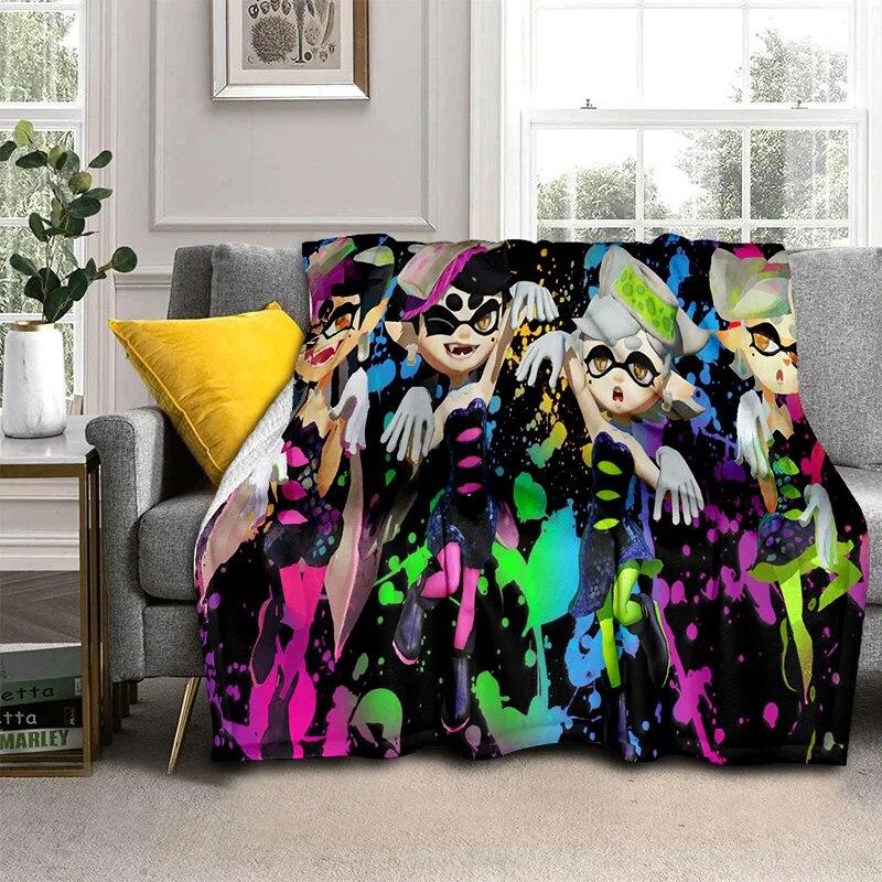 3D Games Splatoon,PC Gamer Cartoon Blanket,Soft Throw Blanket for Home Bedroom Bed Sofa Picnic Travel Office Cover Blanket Kids