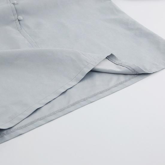 Women Shirt Long Sleeve Stand-Up Collar Regular Fit Casual Shirt Buttons Half Placket Pure Color Office Lady