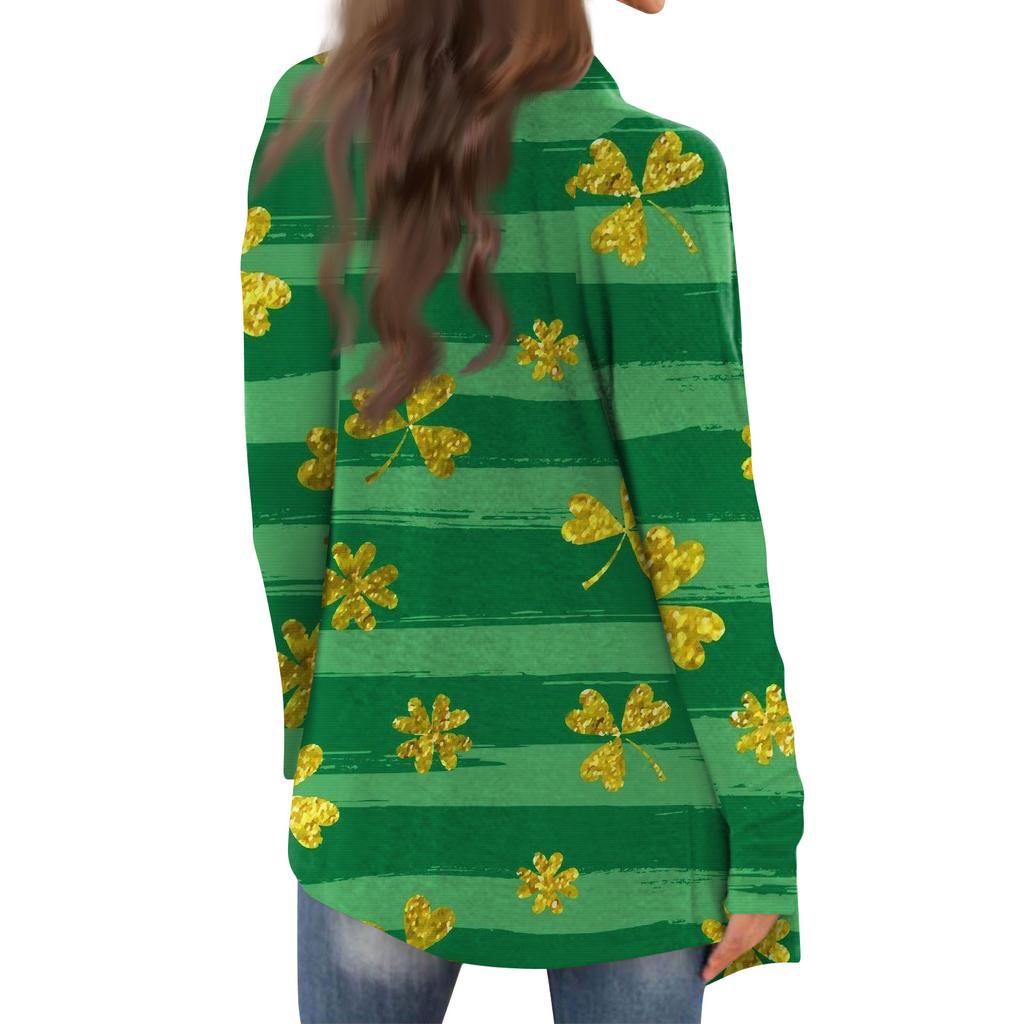 Женская повседневная одежда с длинными рукавами St. Женский кардиган с принтом ко Дню Святого Патрика и верхнее пальто