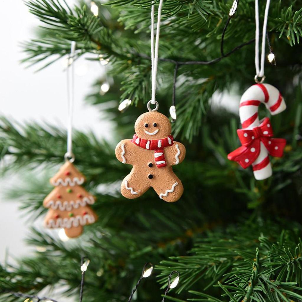 Christmas Tree Decorations 16 Pieces 3D Resin Shatterproof Christmas Gingerbread Decorations For Holiday Indoor Family Home
