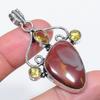 Natural Noreena Jasper, Citrine 925 Sterling Silver Jewelry Pendant 2.25" L5O40