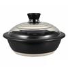 HARIO Earthenware Pot with Glass Lid, Size 9, 3000ml, See-Through, Heat-Resistant Glass, Made In Japan, GDN-255-B-W