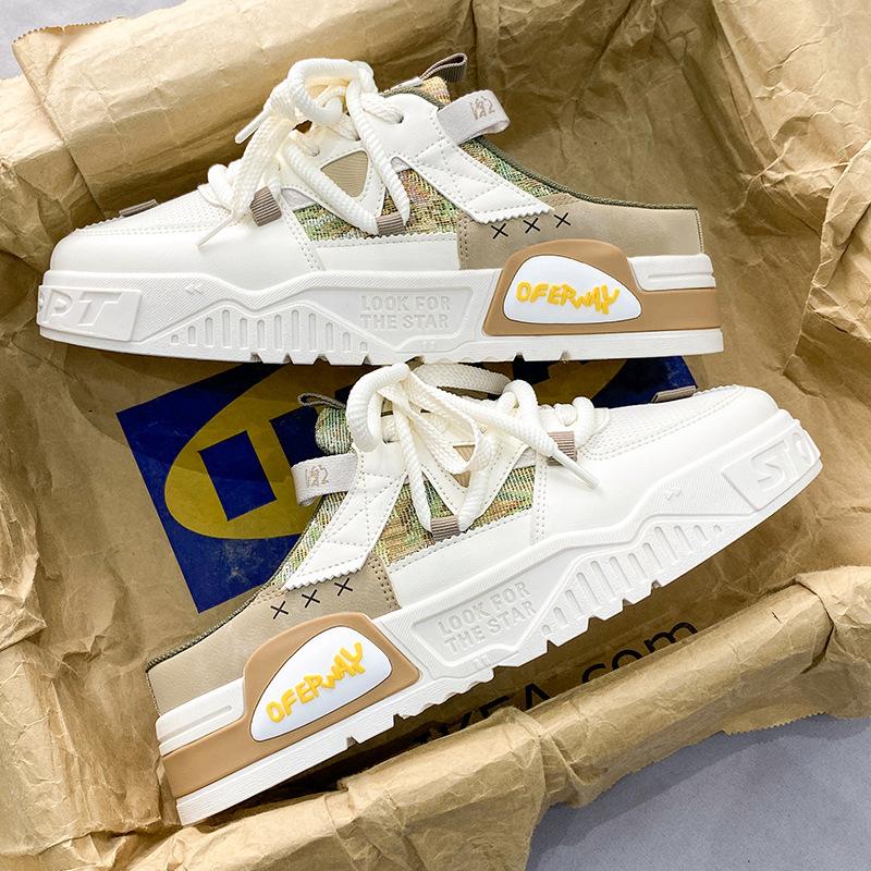 Мода 2024 года, новые мужские полутапочки, слипоны, мужская повседневная обувь, дышащие кроссовки на платформе, удобные уличные тапочки Zapatos Hombre