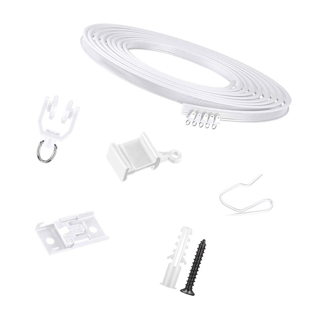 Гибкий комплект карнизов для потолочных штор 5/10/20 м, гибкие изогнутые монтажные комплекты с крючками и роликами, оконные разделители