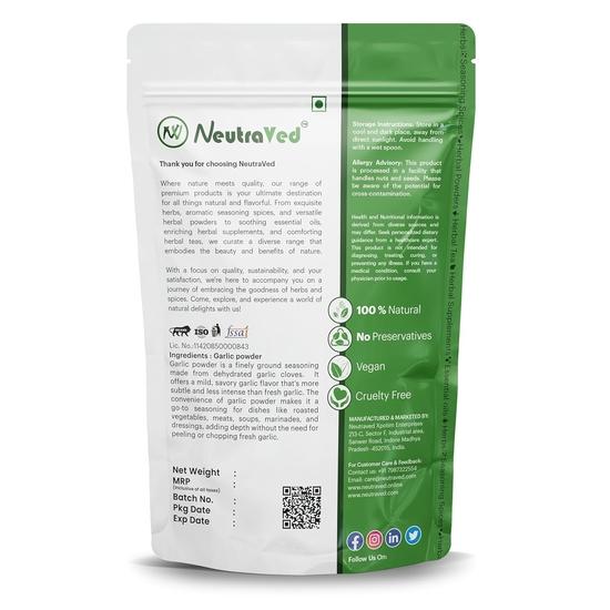 NeutraVed Garlic Powder Dry | Dehydrated Pure Lehsun Powder | Ready To Use |Strong Garlic Taste - 100g