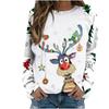 Женский повседневный модный рождественский принт с длинным рукавом и круглым вырезом, пуловер, топ