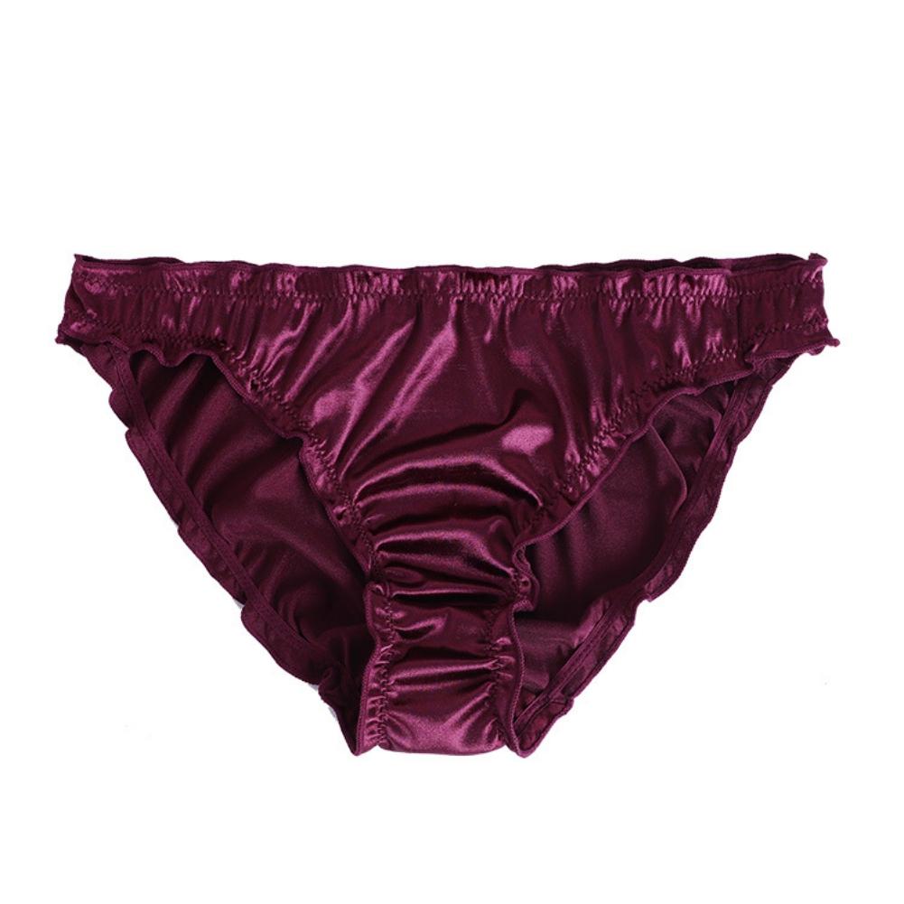Women's Satin Panties Comfortable Low-Waist Elastic Milk Silk Underpants