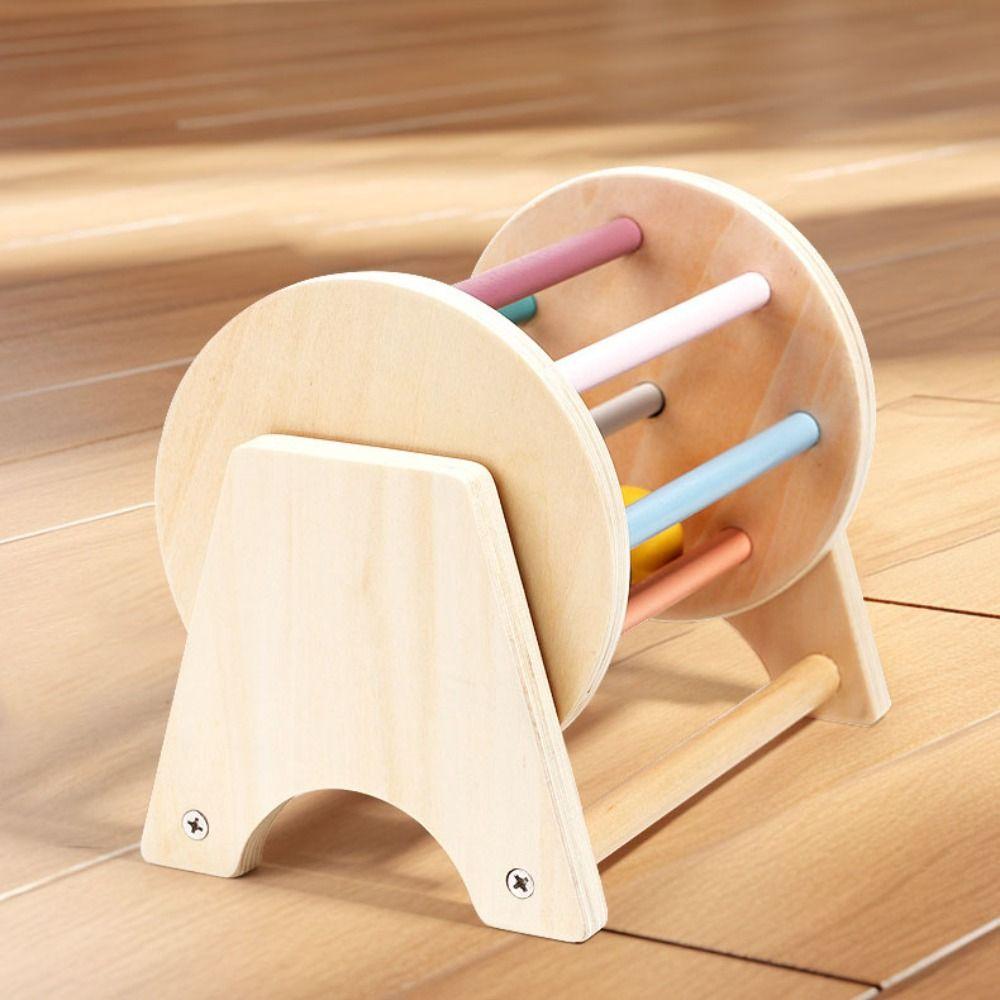 Wooden Rainbow Spinning Drum Color Shape Cognition Ball Busy Drum Toy Ball Drop Kids Toy Boys Toys
