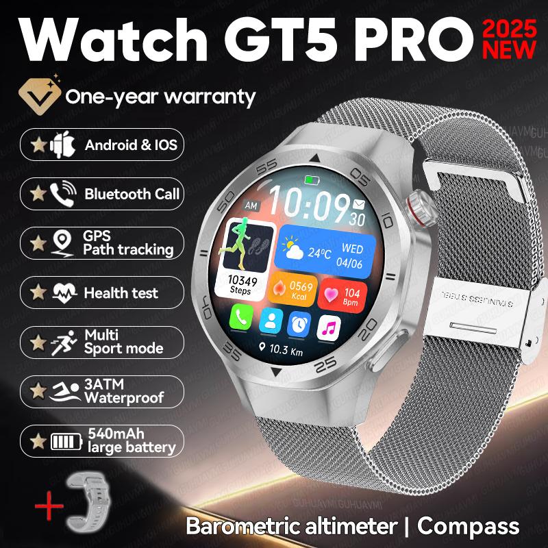 Новые Уличные Спортивные Умные Часы DT5 с GPS-позиционированием, Компас, Водонепроницаемость 3ATM, HD AMOLED Экран, Bluetooth-звонки, Умные Часы для Мужчин