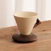 Cone Coffee Cup & Saucer Set Mid-Century Modern Cone Mug with Wooden Handle Handcrafted Ceramic Latte Mug Home Cafe Decor Gift for Coffee Lovers