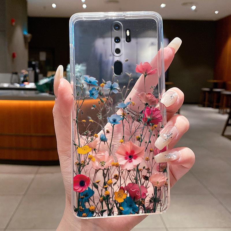 Для OPPO A9 (2020) / А5 (2020) Чехол Роскошная Мода Бабочки Цветы Прозрачный Мягкий Силиконовый Задний Чехол для Телефона Oppo A9 A5 2020