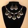Bohemian Vintage Crystal Rhinestone Necklace and Earrings Set for Women , Geometric Ethnic Style Jewelry