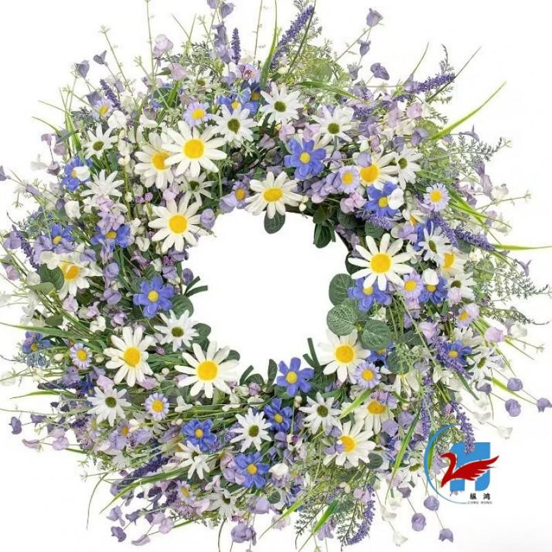 Tulip Wreath Hanging Ornament Valentines Day Easter Decor Plastic Floral Garland 40/45/50cm
