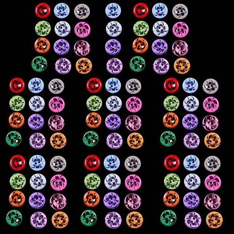 50 шт. пластиковые пуговицы из смешанного цветка из смолы