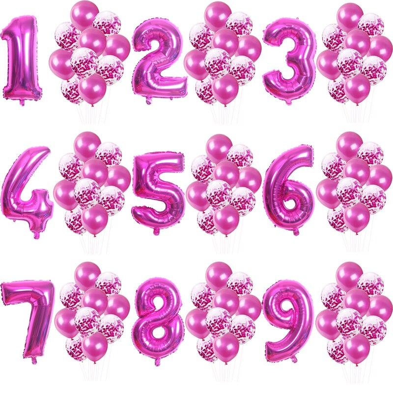 11 шт./компл., большой размер, цифровые воздушные шары из фольги, конфетти, латексный воздушный шар, украшение для дня рождения, свадьбы, детские шарики для душа
