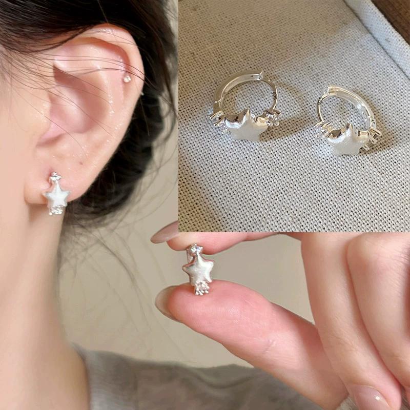 Серьги-гвоздики геометрические из серебра 925 пробы для женщин Матовые Универсальные Офисные Украшения Подарок на вечеринку