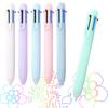 6Pcs 0.5mm Ballpoint Pen Stable Ink Output Fluently Plastic Shell 6-color Students Portable Colored Push-on Pen Stationery Accessories