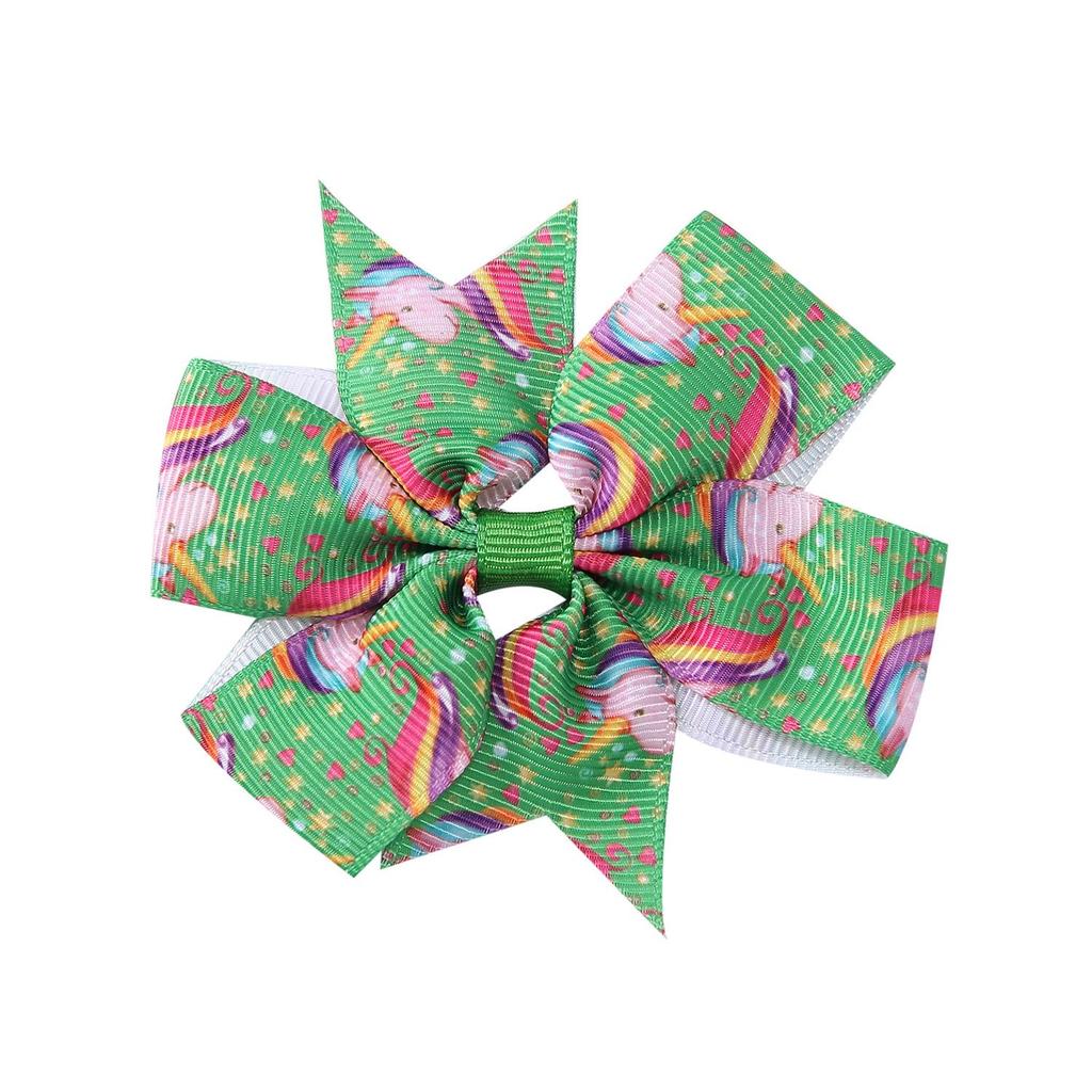 A313 Лента гросгрейн «Единорог» Заколка для волос с бантом «шесть ушей» для детей – Рождественская коллекция