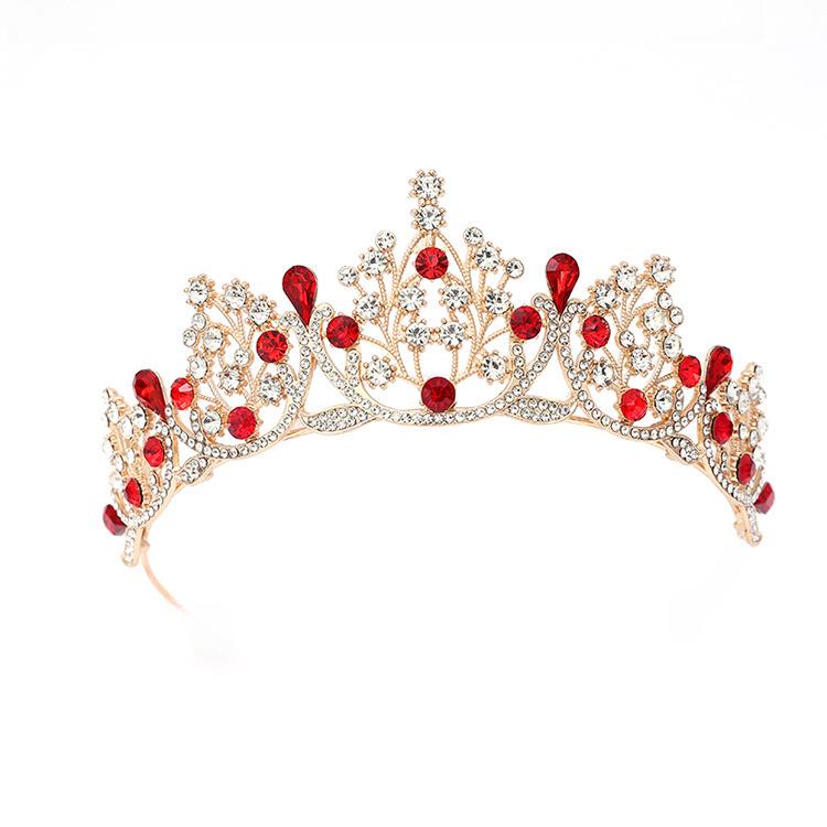 Crystal Red Princess Crown Headdress: Sweet Bridal Hair Accessory & 18th Birthday Gift