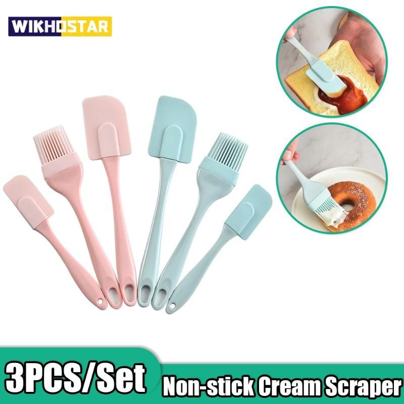 3 шт. антипригарный силиконовый скребок для крема, лопаточка для хлеба, торта, масла, миксер, масляная кисть с полипропиленовой ручкой, лопаточка для торта, кухонный инструмент для выпечки