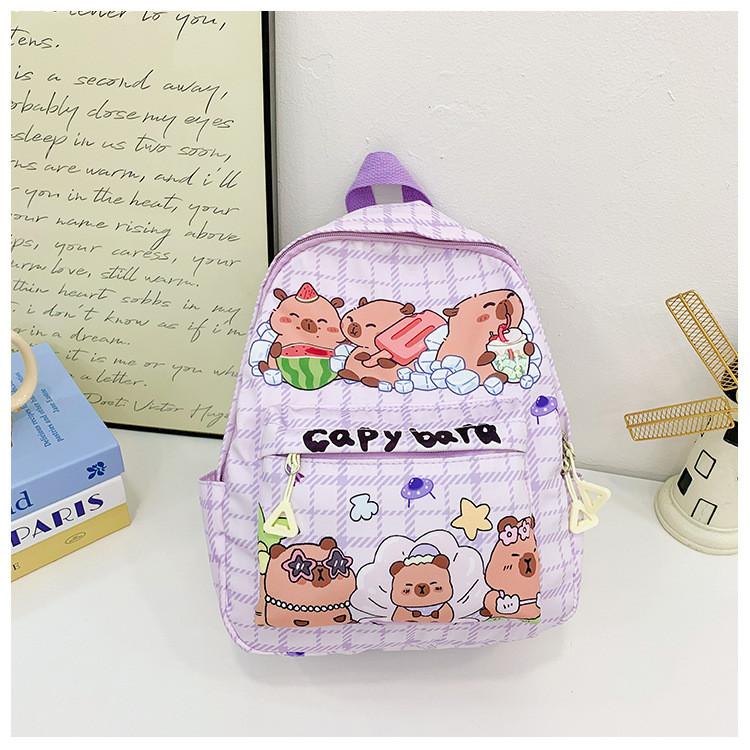 Stylish Capybara Cartoon School Bag For Kids With Comfortable Padded Straps