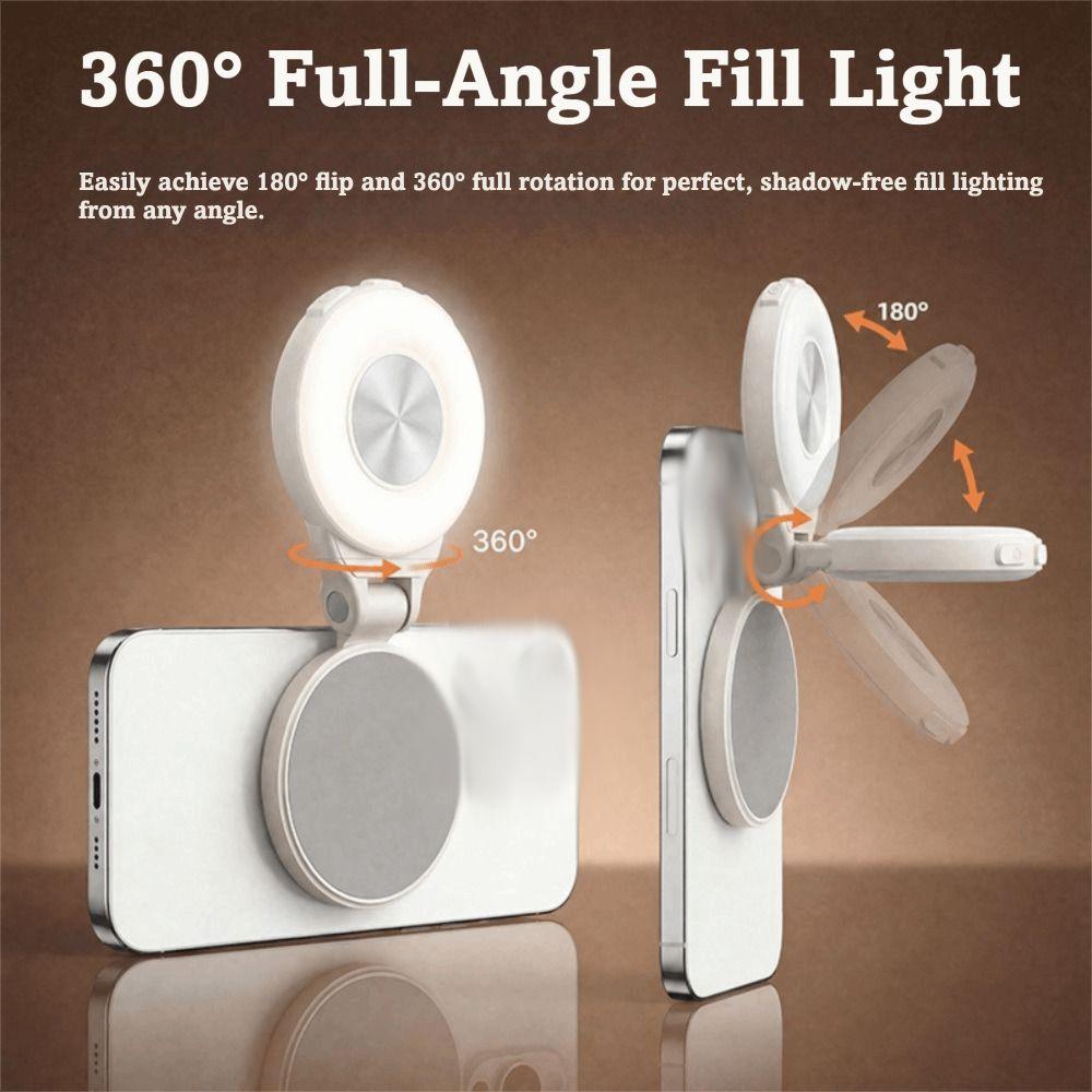 Adjustable Brightness Magnetic Selfie Light 360° Rotation 3 Modes Selfie Ring Light Magnetic Detachable Portable Selfie Light