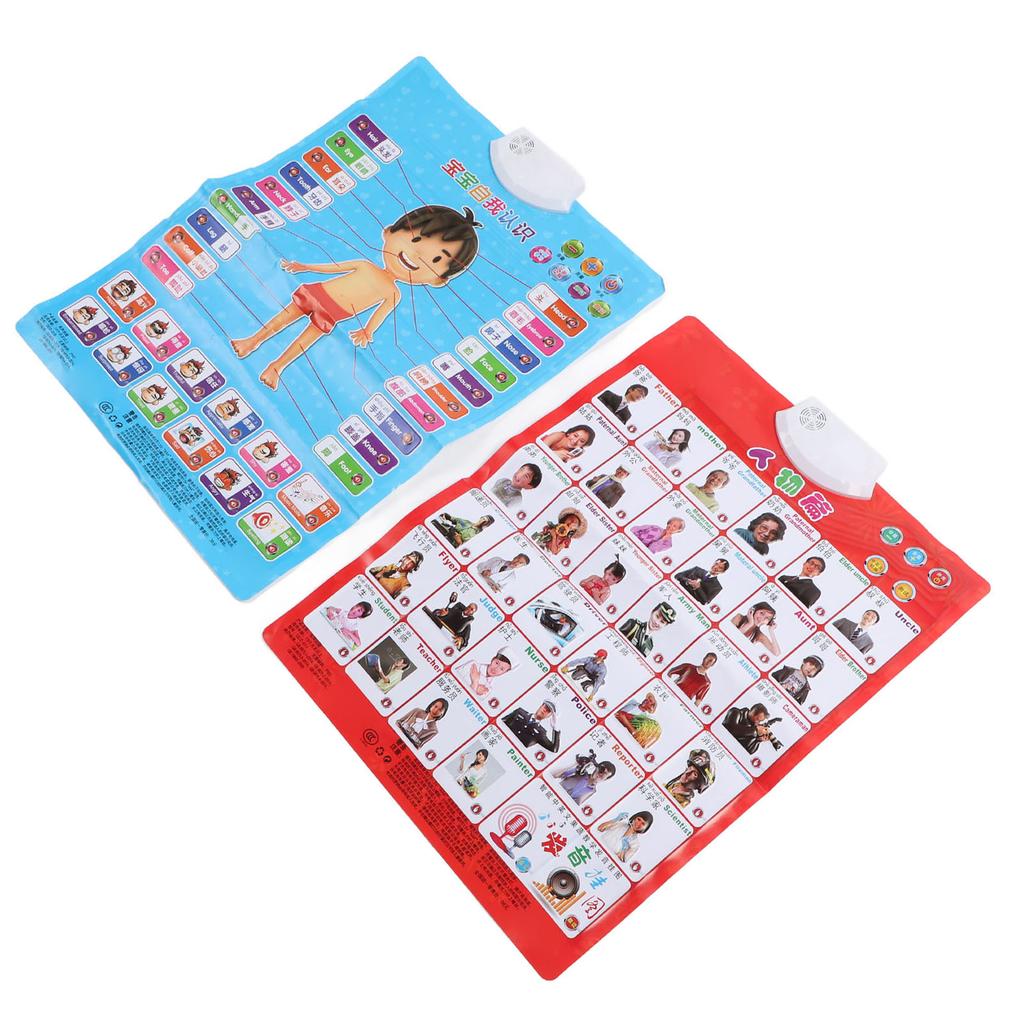2 шт. плакаты по фонетике на китайском и английском языках, многоцелевое развлечение для раннего образования, самопознание и рисунок на английском языке