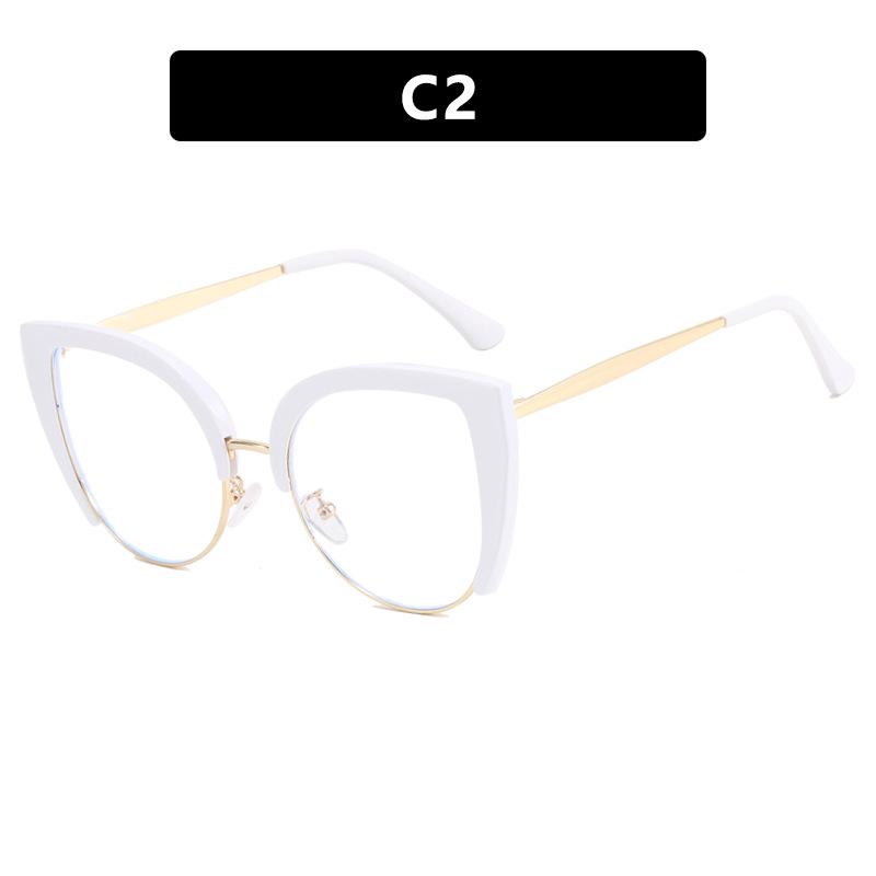 Cat-Eye Semi-Rimless Large Anti-Blue Light Eyeglass Frames, 2023 Retro Trend, European & American Style.