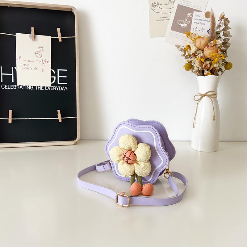 Adorable Mini Flower Pu Crossbody Bag For Kids Stylish Daily Accessory For Girls