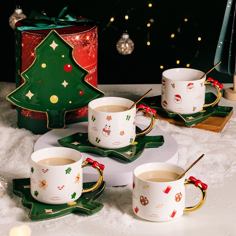 High-looking Christmas Gifts Ceramic Exquisite Coffee Cup with Spoon Girl Creative Cartoon Ins Cute
