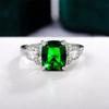 Retro High-Quality Silver Plated Band Rings for Women Luxury Inlaid Green Stone Jewelry Best Anniversary's Gift for Wife