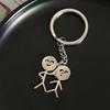One Bag Cartoon Fun Doodle Matchmaker Keychain Stainless Steel Couple Pair Of Figurines Pendant