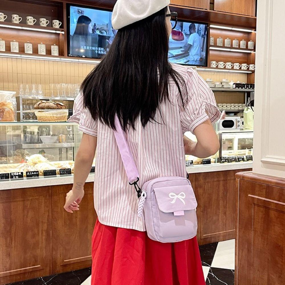 Большая вместительная сумка через плечо в корейском стиле, холщовая сумка на одно плечо с принтом банта для девочек