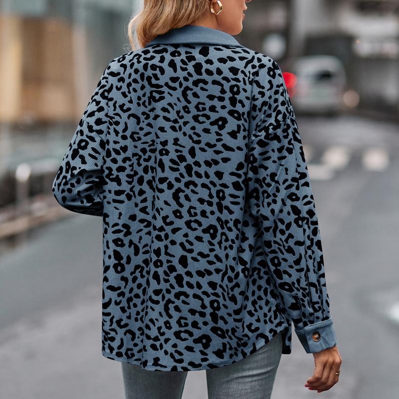 Куртка-рубашка с леопардовым принтом на пуговицах с длинными рукавами, женская, осень 2025, новые европейские и американские женские топы