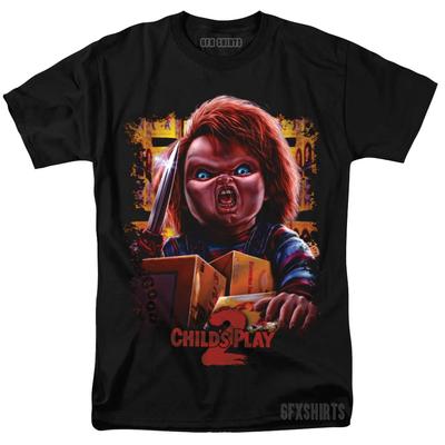 Чакки Игра Игрушки 2 90-е Фильм Ужасов vtg Графический дизайн Футболка Унисекс Футболка
