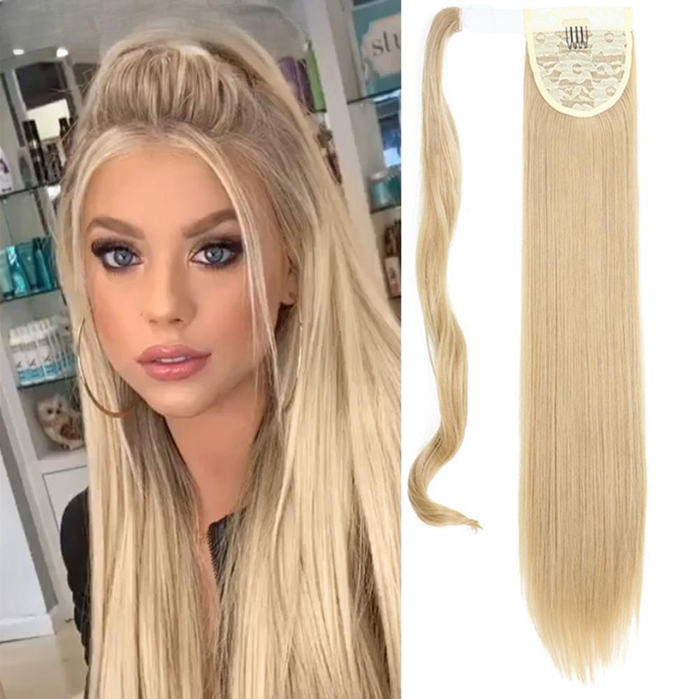 Long Straight Clip In Hair Tail False Hair Ponytail Hairpiece With Hairpins Synthetic Hair Pony Tail Hair Extension