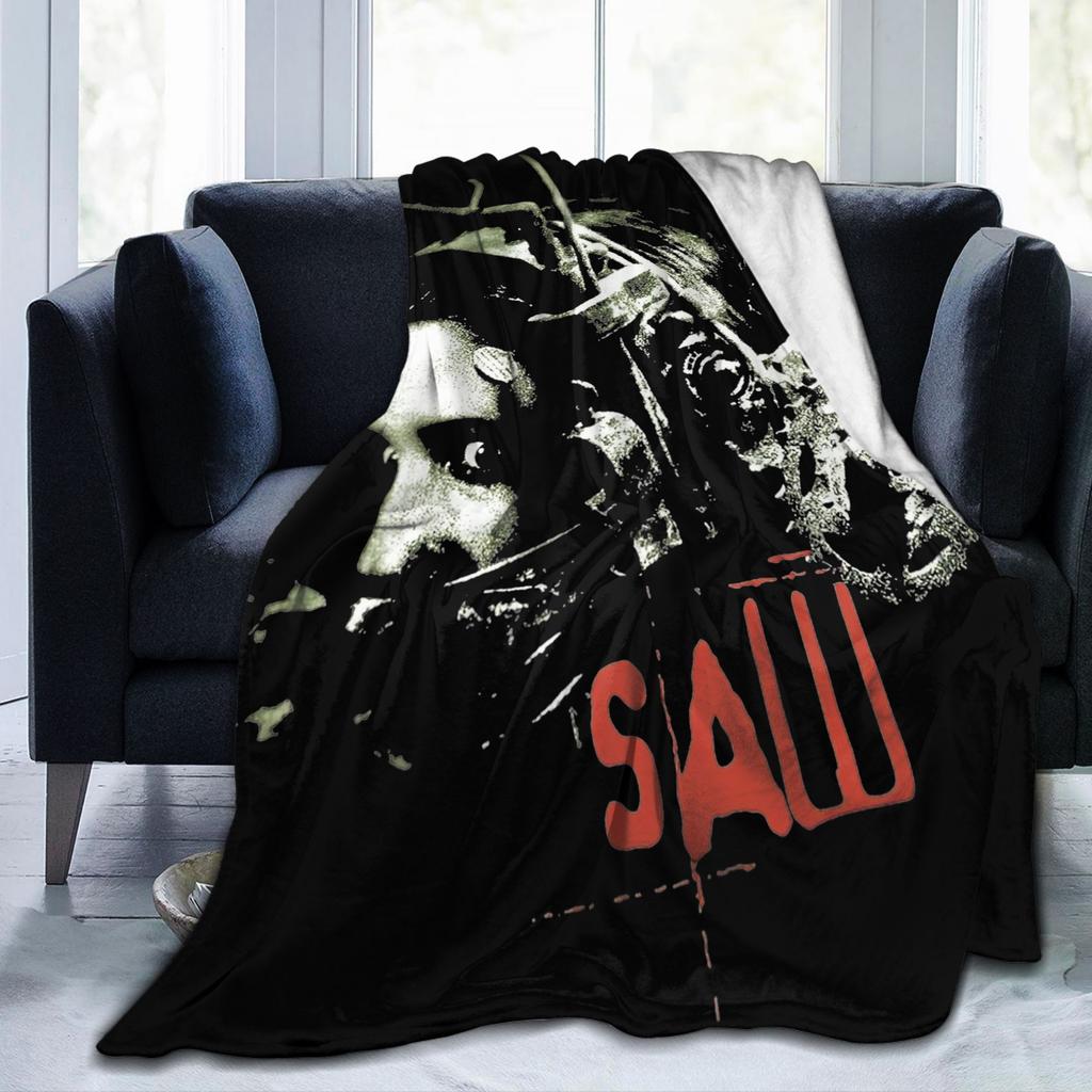 Saw Horror Movie Fashion Blanket Cover Funny Halloween Jigsaw Flannel Throw Fashion Blankets Home Couch Printed Soft Warm Bedspreads Breatha
