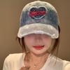 Korean Style Vintage Baseball Cap Love Denim Snapback Cap Fashion Letter Visors  Travel