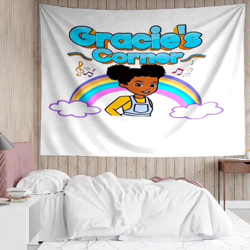Gracie's-Corner Print Tapestry, Backdrop, Easy Setup, Ideal for Bedroom, Office & Living Room, with Aesthetic Wall Hanging Decor.