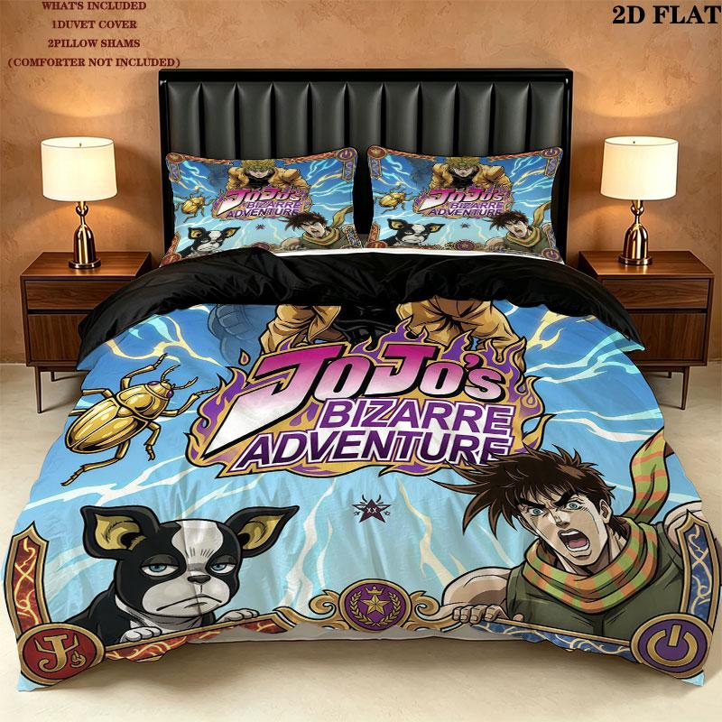Jojos Bizarre Adventure Pattern Bedding Quilt Set Quilt Cover Pillowcase Home Birthday Gift(1 * duvet cover + 2 * pillowcase, without core)
