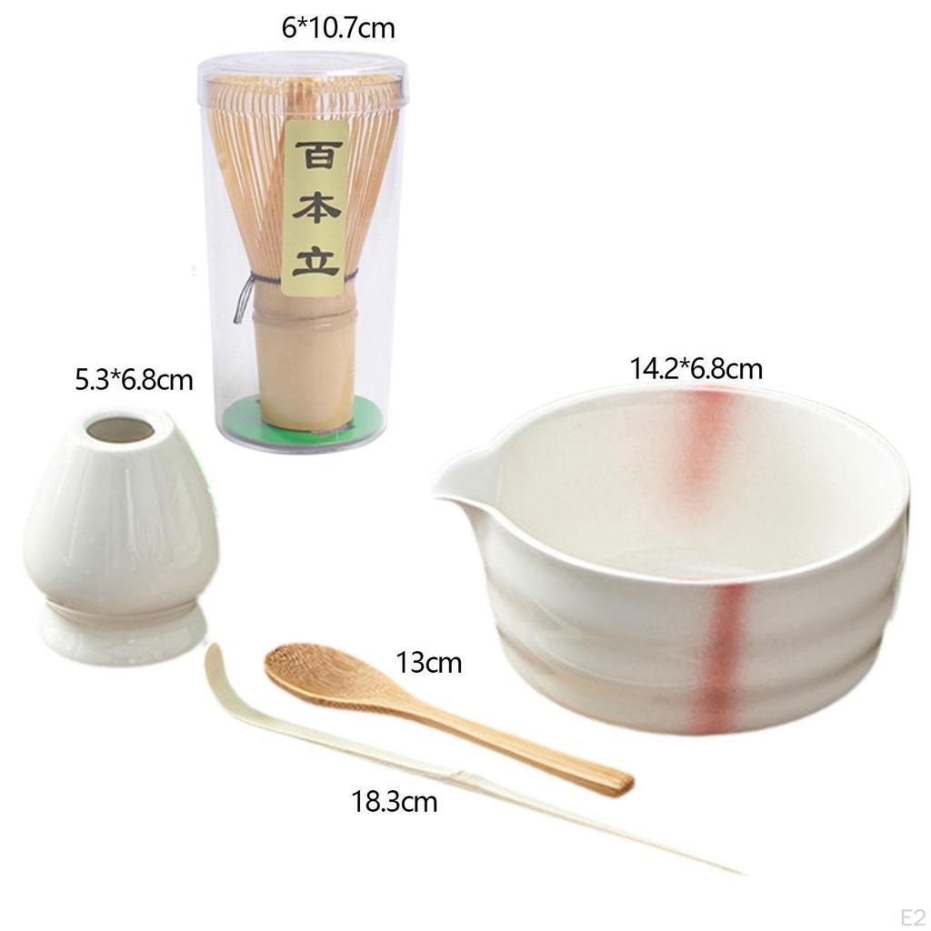 Ceramic Matcha Preparation Set with Spoon and Whisk for Family Tea Time