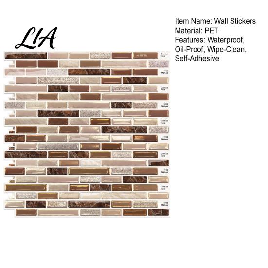 Background Wall Decoration 3D Gel Faux Mosaic Stickers, Easy Peel & Stick Backsplash Tile DIY Home Renovation Decor Vintage Brick Wallpaper