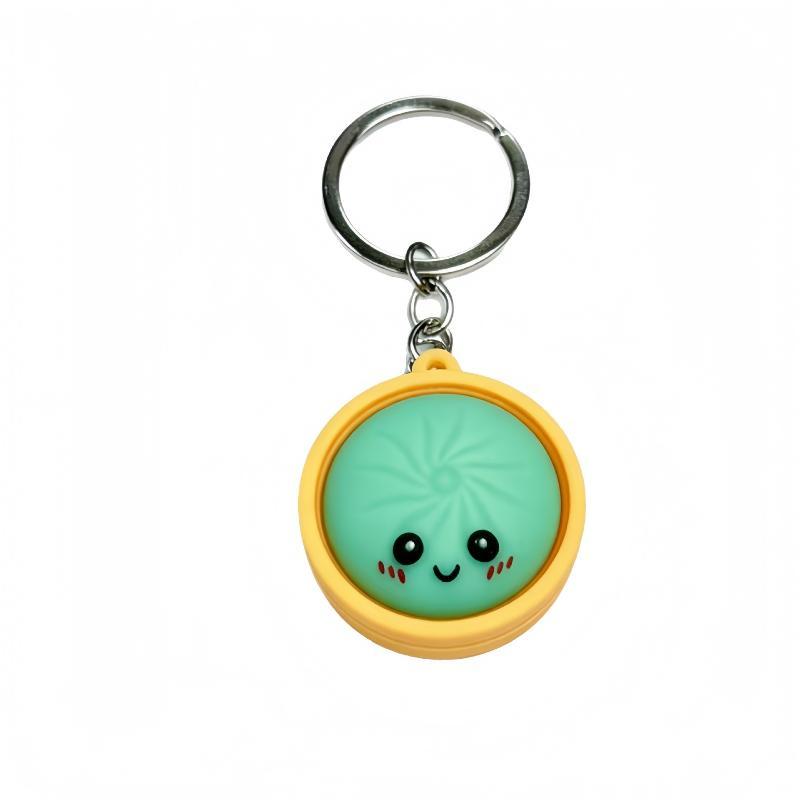 Funny Dumpling Baozi Keychains 6Pcs Pack with Steamer Random Color Novelty Key Holders for Travel Bag Decor Gifts