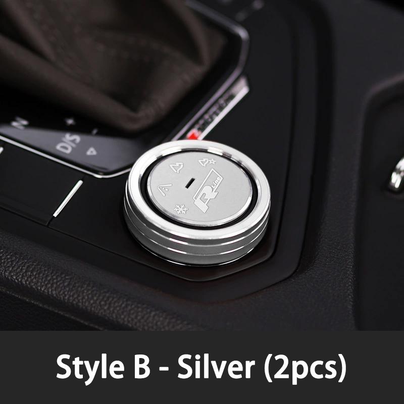 LMN1 VW 2026 Hot 2Pcs 3D Aluminum Interior Driving Mode Knob Ring Decorative Stickers For VW Volkswagen Tituan Tharu TAYRON T-ROC Car