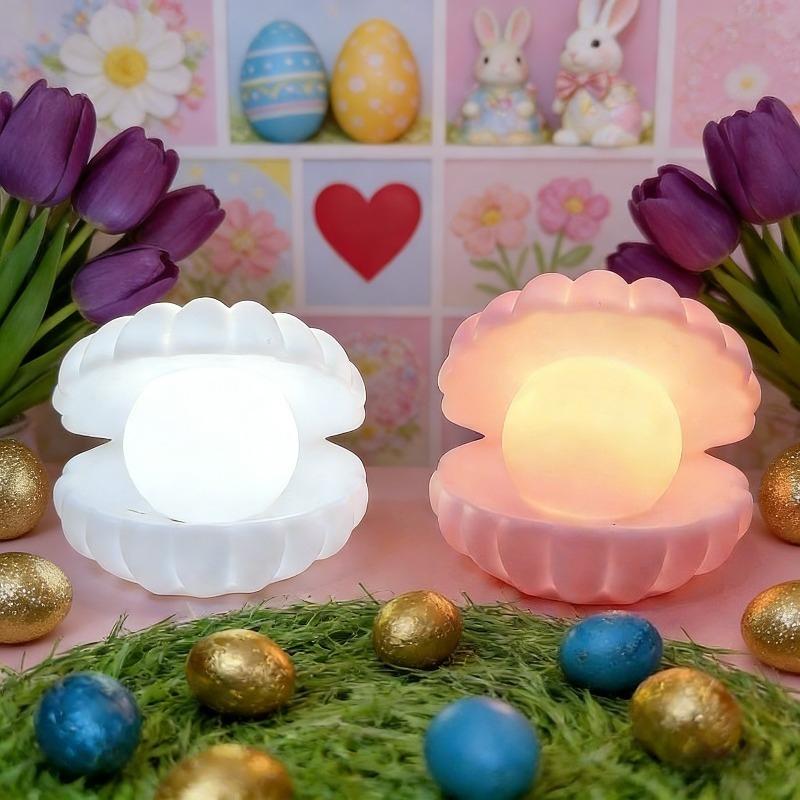 1PC Ocean Shell Statue Light, Ornament Light, Easter Shell Creative Light, Shell Night Light Plastic Shell Desktop Decorative Light
