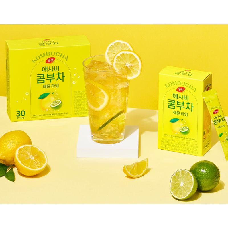 Kombucha Tea Powder Stick Lemon Lime Flavor 5g x 30 Sachets Korean Style Citrus Tea